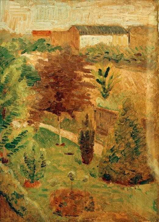 August Macke, Unser Garten in Bonn (Deutsche Kunst,Kunst,Landschaft,Expressionismus,Hausgarten,Der Blaue Reiter,Ziergarten,Garten)