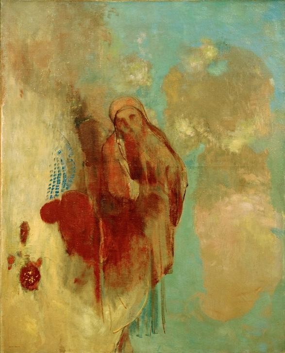 Odilon Redon, Vision in den Wolken (Christentum,Himmel (Natur),Religion,Wolke,Traum,Symbolismus,Vision,Französische Kunst,Erscheinung,Schlafen (Schlaf),Phantasie)