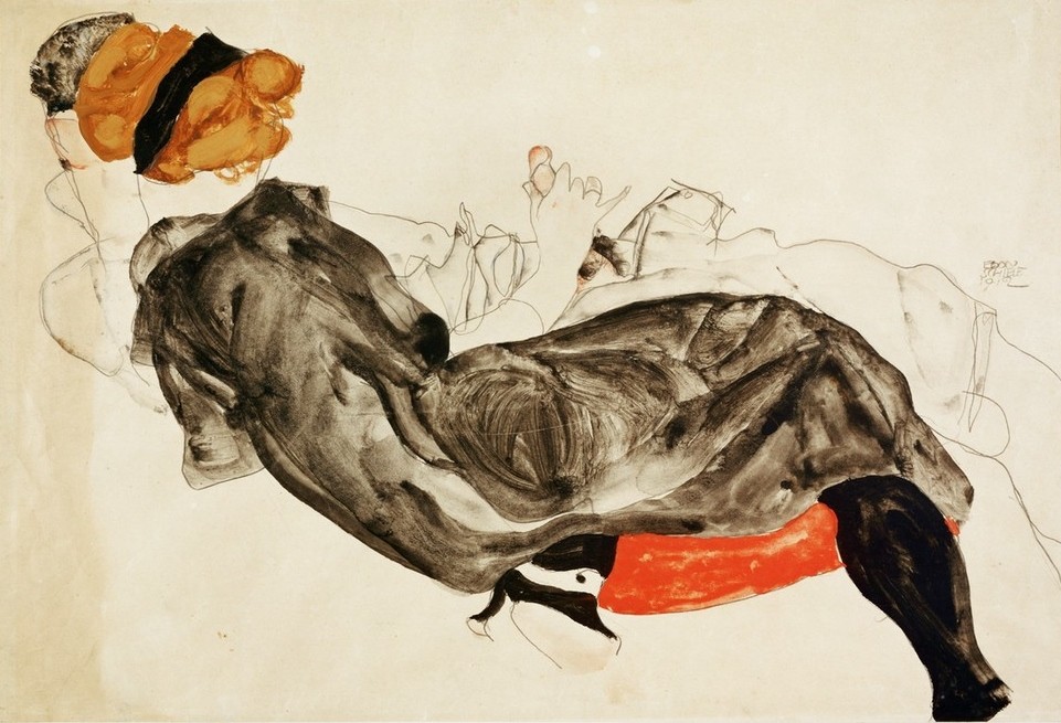 Egon Schiele, Liebespaar (Anatomie,Erotik,Jugendstil,Liebe,Liebespaar,Akt,Portrait,Expressionismus,Geschlechtsverkehr,Umarmung,Österreichische Kunst,Petting,Erotische Kunst,Phallus,Sexualität,Paar,Kleidung (Allgemein),Penis,Gefühl (Stimmung))