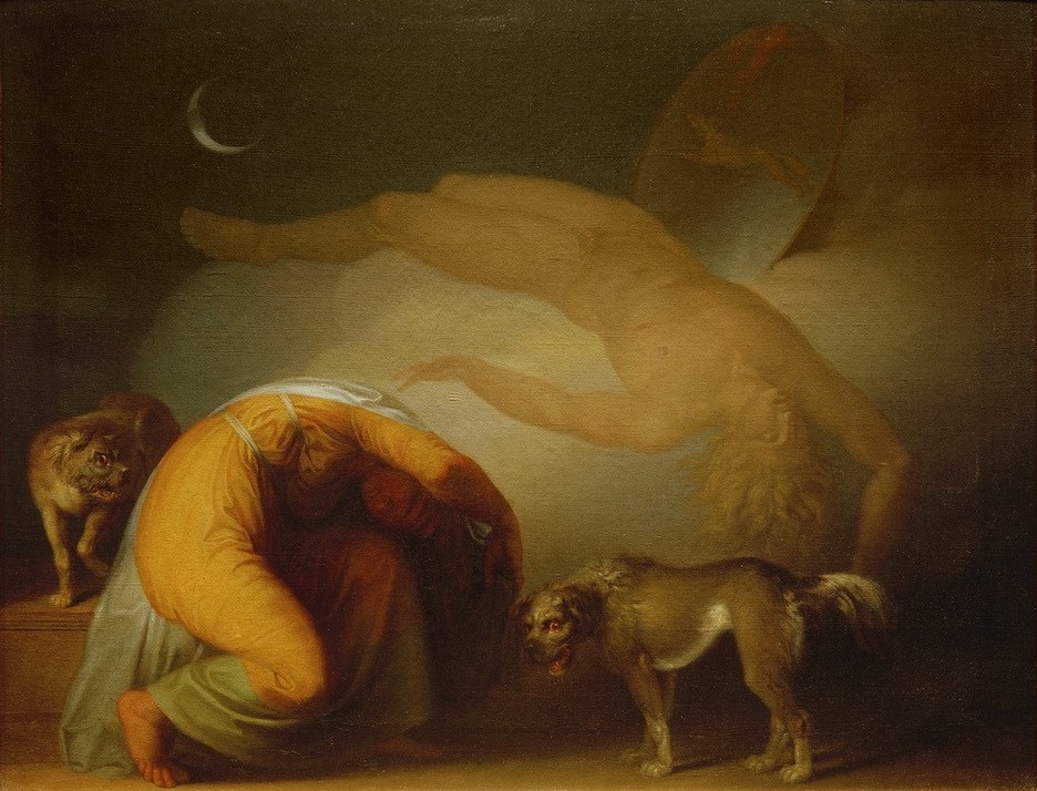 Nicolai Abraham Abildgaard, Culmins Geist erscheint seiner Mutter (Sage,Leiche,Literatur,Tod,Trauer,Klassizismus,Hund,Mutter Und Sohn,Dänische Kunst,Verzweiflung,Erscheinung,Sohn)