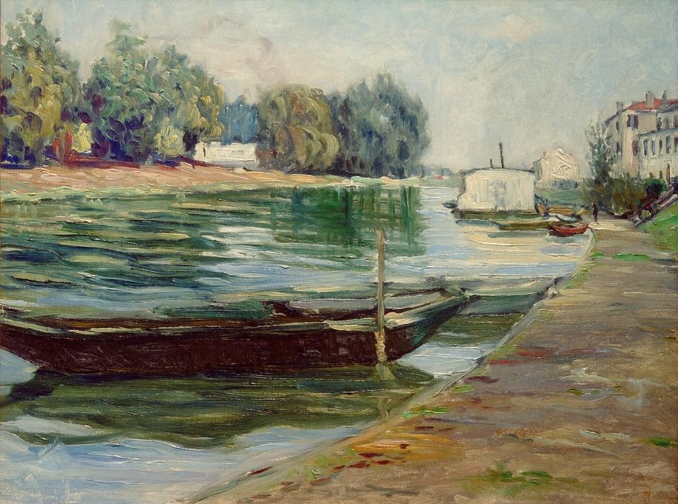 Gustave Caillebotte, Bords de Seine (Boot,Kahn,Kunst,Landschaft,Impressionismus,Fluss,Französische Kunst,Ufer)