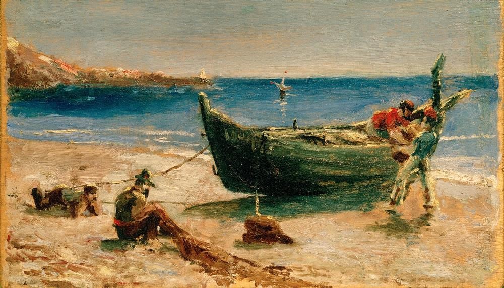 Henri de Toulouse-Lautrec, Barque de pêche (Fischer,Fischerei,Kunst,Strand,Fischerboot,Meer,Impressionismus,Französische Kunst,Schifffahrt)