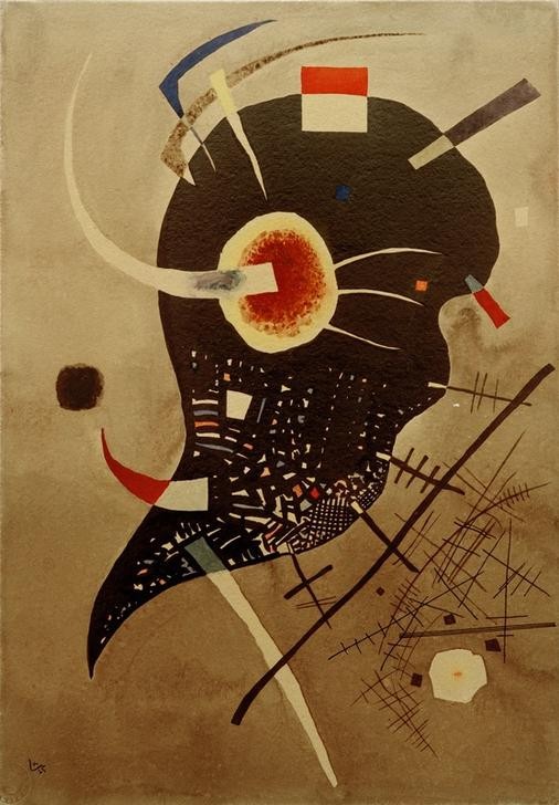 Wassily Kandinsky, Black Tension (Bauhaus,Kunst,Expressionismus,Der Blaue Reiter,Abstrakte Kunst,Russische Kunst,Papier,Abstraktion)