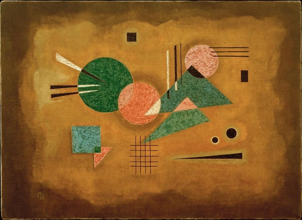 Wassily Kandinsky, Fusing Pink (Bauhaus,Geometrie,Kunst,Expressionismus,Geometrisch,Der Blaue Reiter,Abstrakte Kunst,Russische Kunst,Kreis,Abstraktion,Rosa (Farbe))