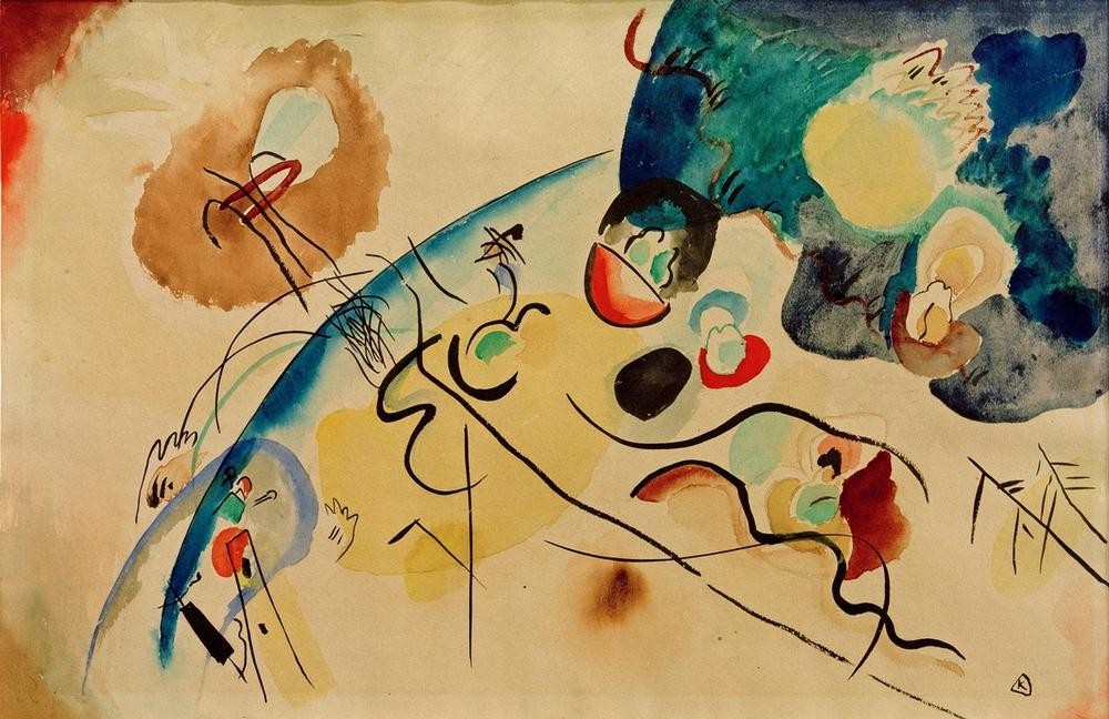 Wassily Kandinsky, Ohne Titel (Komposition mit trojka-Motiv) (Kunst,Expressionismus,Der Blaue Reiter,Abstrakte Kunst,Russische Kunst,Abstraktion,Farbigkeit)