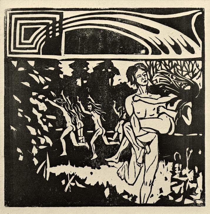 Ernst Ludwig Kirchner, Entführung (Deutsche Kunst,Erotik,Frau,Mann,Recht,Entführung,Begierde,Akt,Flucht,Expressionismus,Frauenraub,Die Brücke,Kampf Der Geschlechter,Frauenleben)