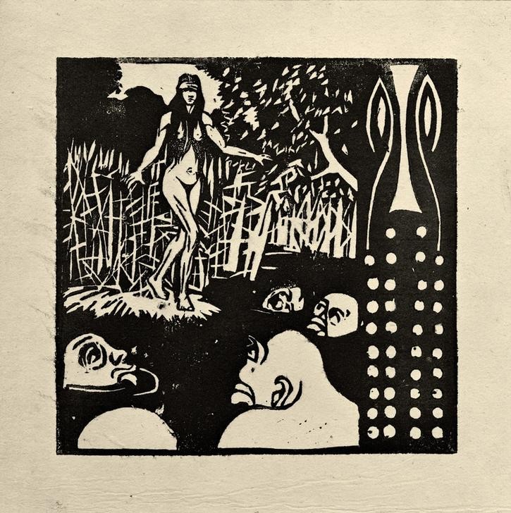 Ernst Ludwig Kirchner, Versuchung (Deutsche Kunst,Erotik,Frau,See,Begierde,Akt,Expressionismus,Versuchung,Ungeheuer,Die Brücke,Sexualität,Augenbinde,Sexualsymbol)
