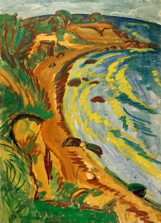 Ernst Ludwig Kirchner, Bucht an der Fehmarnküste (Insel,Deutsche Kunst,Küste,Kunst,Landschaft,Strand,Meer,Expressionismus,Die Brücke,Bucht)