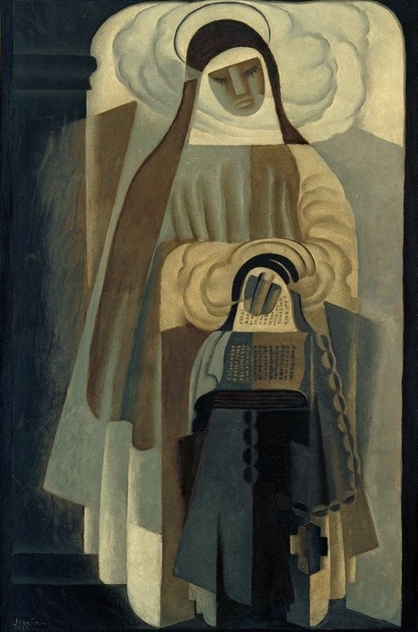 Juan Gris, La Religieuse (Nonne, Religion, Frau, gläubige, Kutte, Wolken, Kubismus, Klassische Moderne, Malerei, Wohnzimmer, Wunschgröße, bunt)