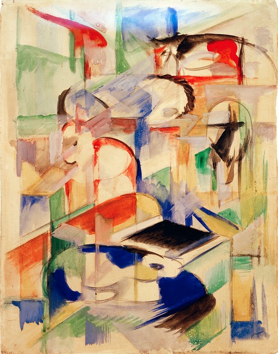Franz Marc, Tierkomposition (Deutsche Kunst,Kunst,Zoologie,Expressionismus,Der Blaue Reiter,Tierleben,Tier,Abstraktion)