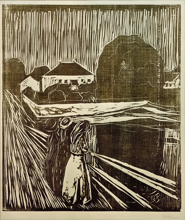 Edvard Munch, Die Mädchen auf der Brücke (Brücke,Frau,Freundschaft (Allgemein),Jugendstil,Kunst,Mädchen,Freizeit,Spaziergang,Expressionismus,Reise,Langeweile,Norwegische Kunst,Jugendliche,Frauenleben,Nichtstun,Skandinavische Kunst)