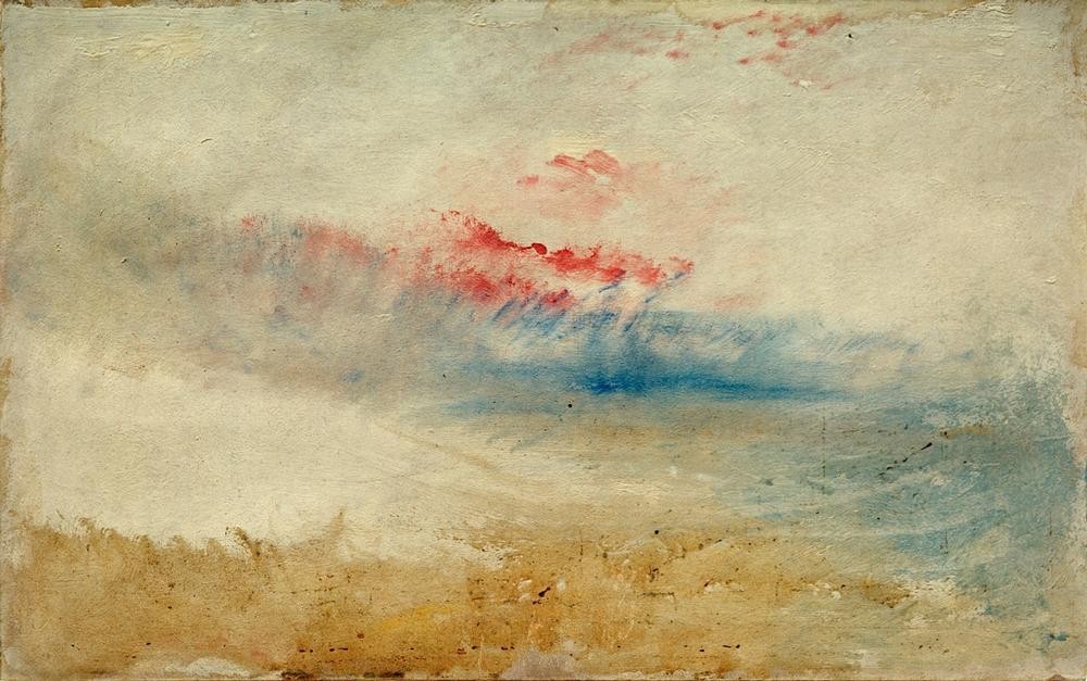 JOSEPH MALLORD WILLIAM TURNER, Red sky over a beach (Himmel (Natur),Kunst,Landschaft,Strand,Meer,Englische Kunst,Romantik,Abstraktion)