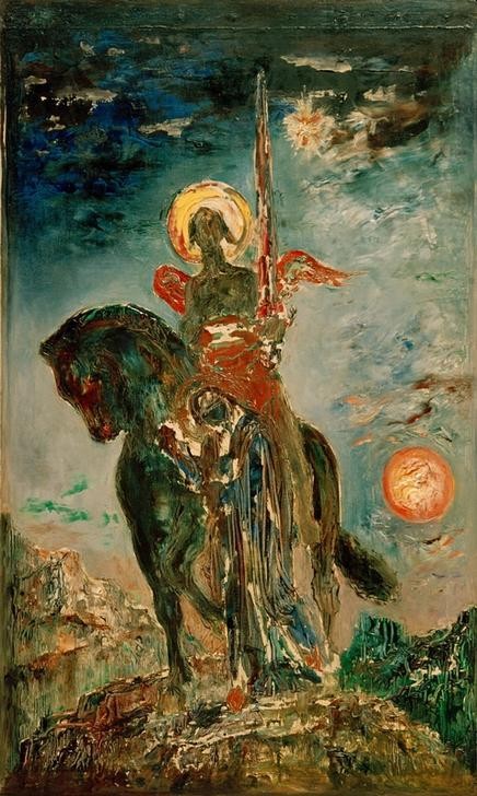 Gustave Moreau, La Parque et l’ange de la mort (Kunst,Mythologie,Pferd (Tier),Tod,Reiter,Symbolismus,Französische Kunst,Todesengel,Griechisch-Römische Mythologie)
