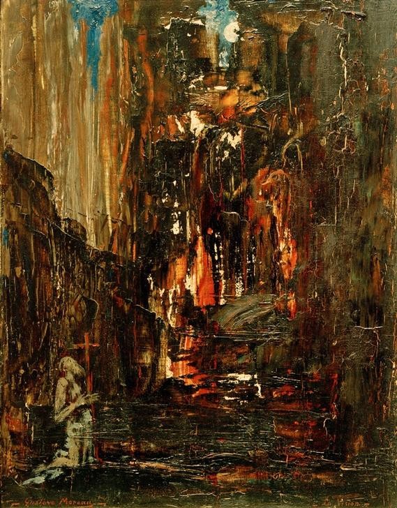 Gustave Moreau, La Vision (Christentum,Heilige,Kunst,Religion,Symbolismus,Vision,Eremit,Einsamkeit,Studie,Französische Kunst,Knien)
