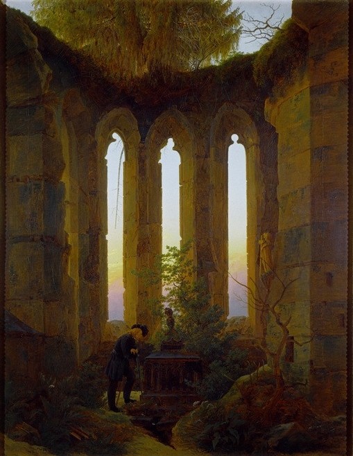 Caspar David Friedrich, Huttens Grab (Deutsche Kunst,Geschichte,Grab,Ruine,Befreiungskriege,Trauer,Totengedenken,Grab Von Berühmten,Demagogenverfolgungen,Romantik)