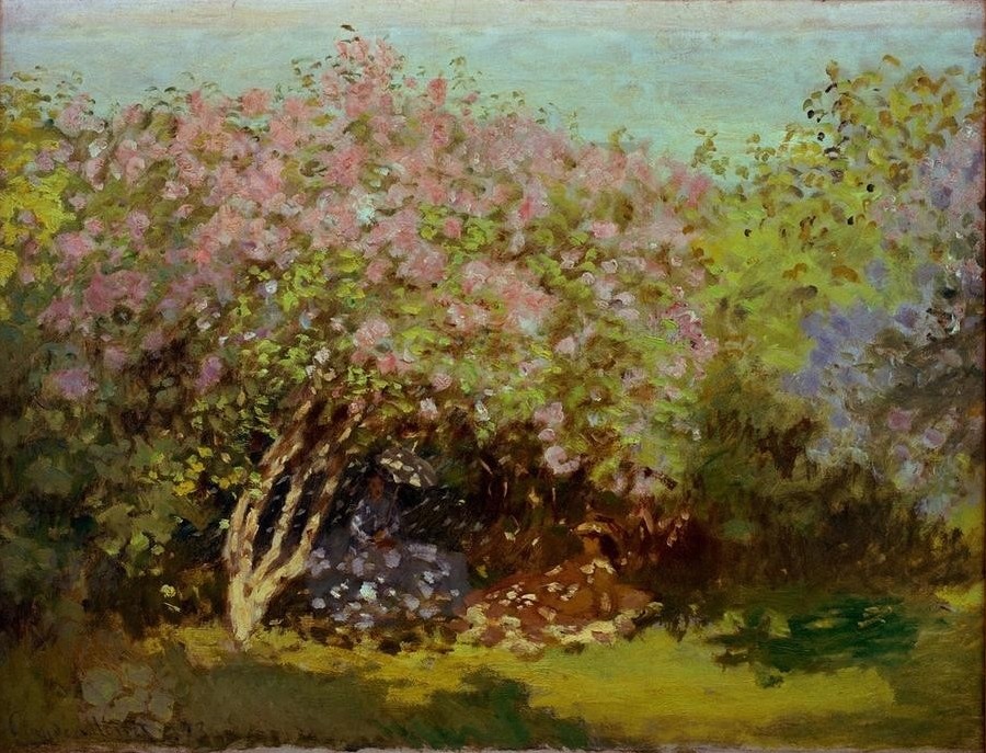 Claude Monet, Lilas au soleil (Baumblüte,Botanik,Impressionismus,Flieder,Französische Kunst,Strauch,Blüte,Sonnenschein)