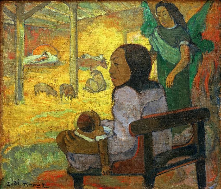 Paul Gauguin, Kleines Kind (Tahitische Weihnacht) (Christentum,Frau,Mutter Und Kind,Völkerkunde,Weihnachten (Kalenderfeste),Mission,Christi Geburt,Französische Kunst,Sammlung S.I.Schtschukin,Mutter Und Säugling,Jahrhundertwende,Land Und Leute)