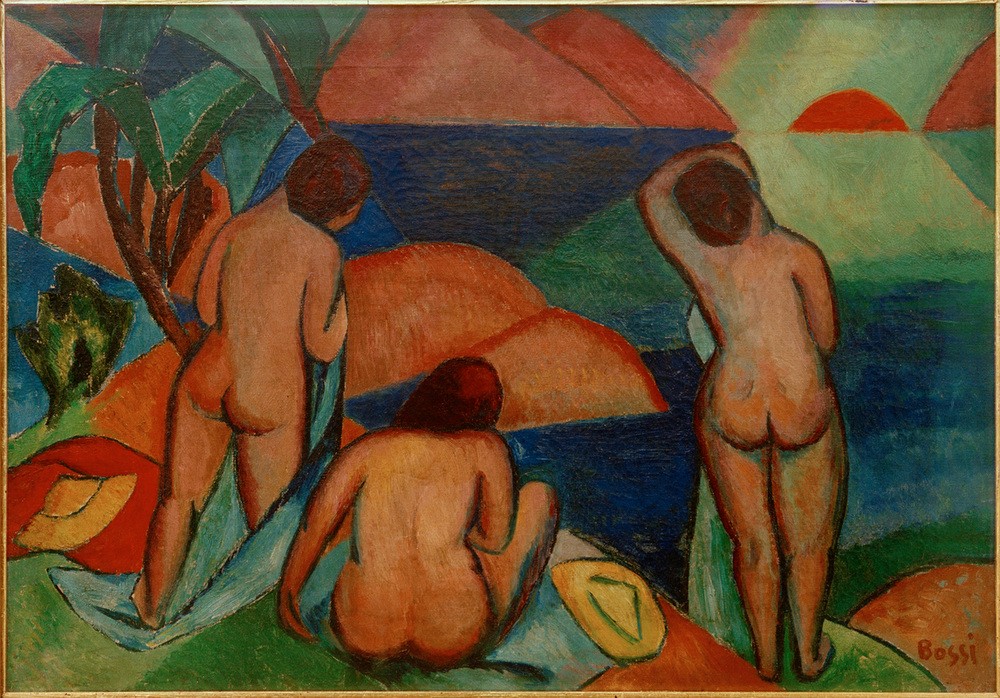 Erma Barrera-Bossi, Badende (Frauen, Aktmalerei, Badende, Bad im Freien, Sommer, Menschen, Freizeit, Klassische Moderne, Expressionismus, Wunschgröße, Wohnzimmer)