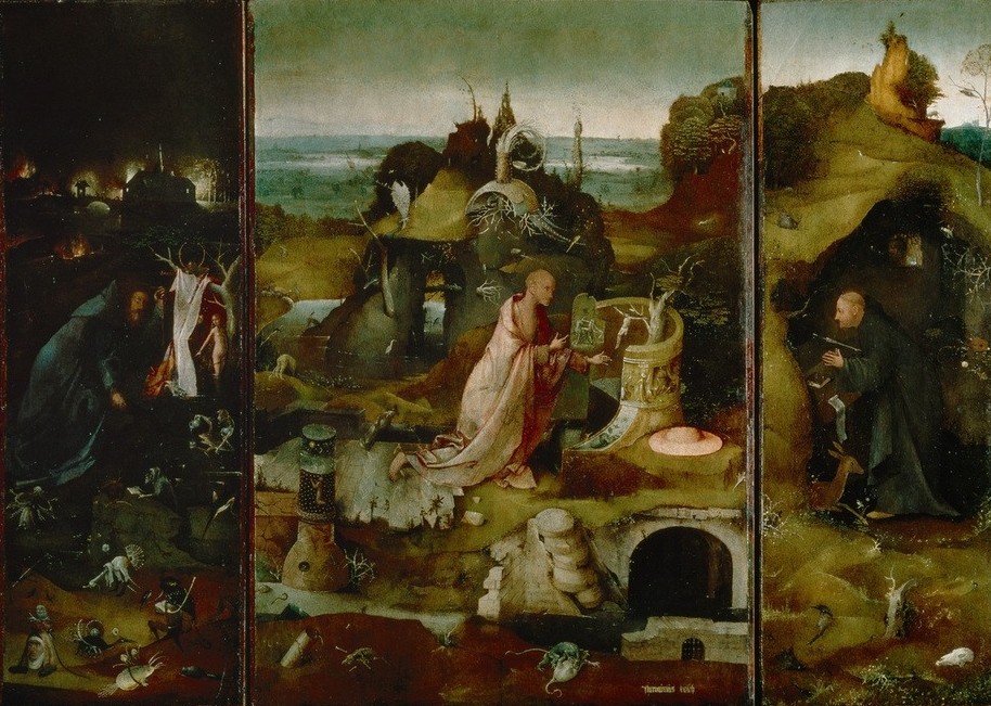 Hieronymus Bosch, Einsiedler-Altar (Heilige,Altar,Triptychon,Eremit,Niederländische Kunst,Einsiedler-Altar)