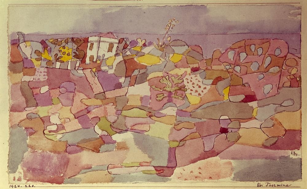 Paul Klee, Bei Taormina (Landschaft, Expressionismus, Italien, Sizilien, Stadt, Horizont, Wunschgröße, Klassische Moderne, Wohnzimmer, Treppenhaus, bunt)