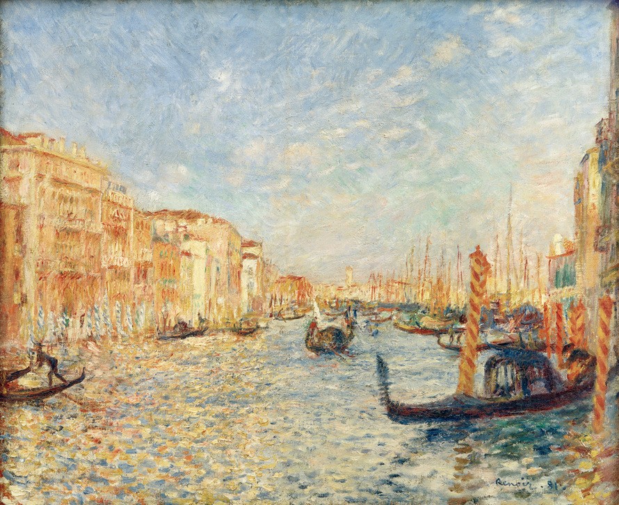Pierre-Auguste Renoir, Sur le Grand Canal, Venise (Venedig, Gondeln, Paläste, Canal Grande, Städte, Italien,   Impressionismus, klassische Moderne, Wunschgröße, Wohnzimmer, Malerei)