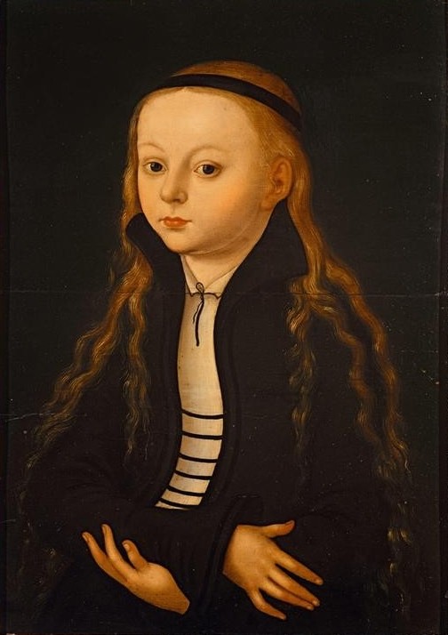 Lucas Cranach der Ältere, Bildnis eines Mädchens (Kind, Mädchen, Bildnis, Portrait, Stirnband, Gesellschaft, Menschen, Portrait, Klassiker, Renaissance, Wunschgröße, Wohnzimmer)