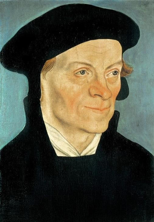 Lucas Cranach der Ältere, Spalatin (Reformation, Theologe, Bildnis, Portrait, Mann, Kappe, Gesellschaft, Persönlichkeiten, Menschen, Portrait, Klassiker, Renaissance, Wunschgröße, Wohnzimmer)