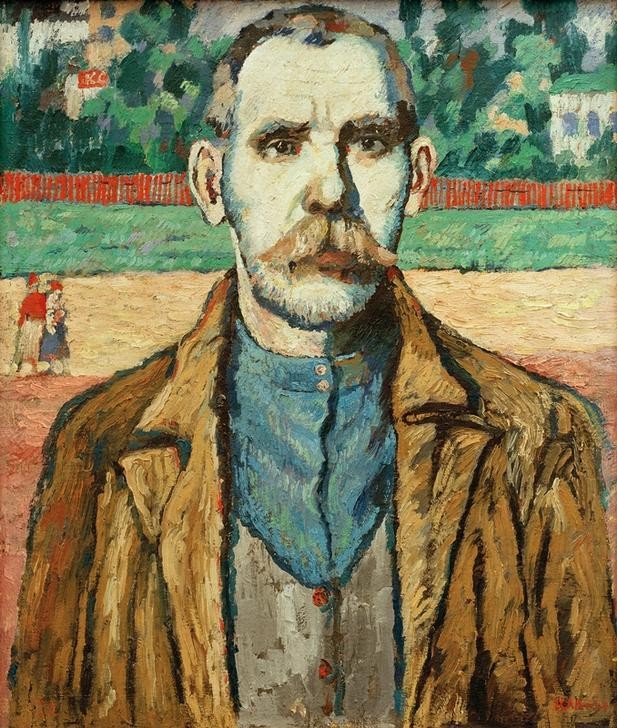 Kasimir Malewitsch, Bildnis eines Mannes (Bauer (Landwirt),Mann,Sowjetische Kunst,Volkskunde,Portrait,Russische Kunst,Ukrainische Kunst,Brustbild,Land Und Leute)