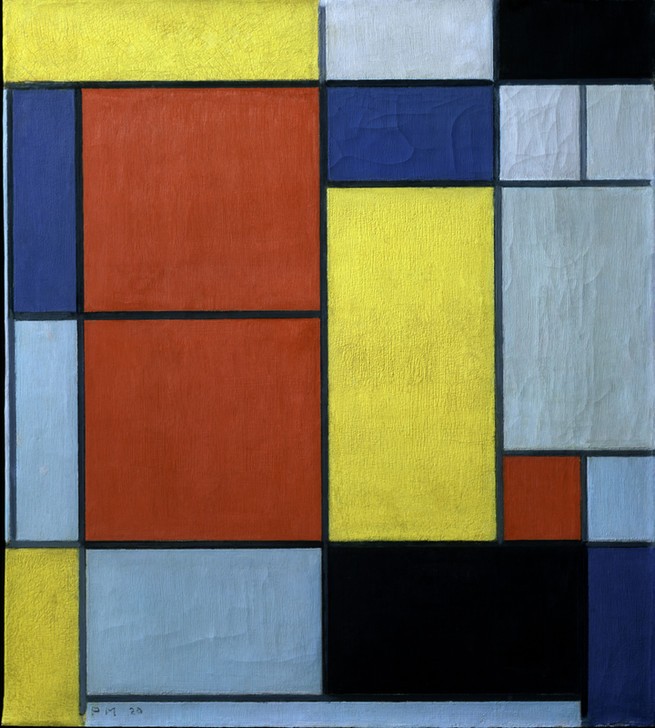 Piet Mondrian, Komposition II (Geometrie,Kunst,Abstrakte Kunst,Niederländische Kunst,Privatsammlung,Rechteck,Quadrat,Signatur,Neo-Plastizismus)