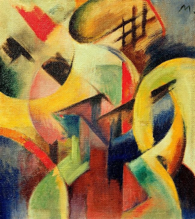 Franz Marc, Kleine Komposition I (Deutsche Kunst,Kunst,Expressionismus,Der Blaue Reiter,Abstrakte Kunst,Monogramm,Abstraktion,Farbigkeit)