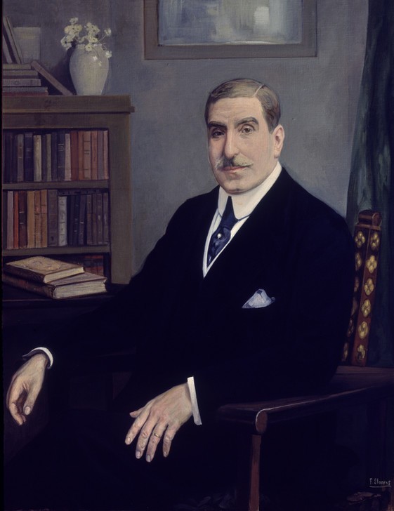 Francisco Llorens Diaz, RETRATO DE JOAQUIN SANCHEZ DE TOCA (Persönlichkeiten, Mann, Protrait, Gesellschaft, Spanier, Eleganz, Büro, Bücherregal, Bibliothek, Realismus, Wunschgröße, Malerei, klassische Moderne, Wohnzimmer)