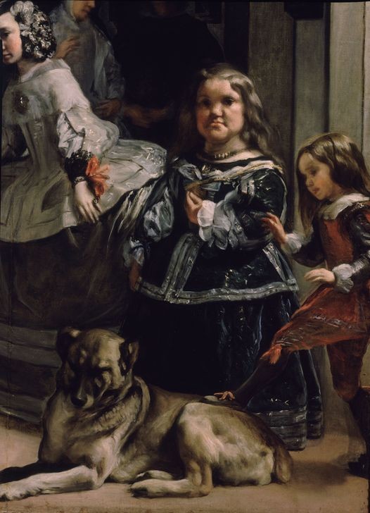 Diego Rodriguez de Silva y Velasquez, LA ENANA MARIBARBOLA (Figurine,Frau,Jugend (Lebensalter),Kind,Mädchen,Barock,Hund,Portrait,Stock,Neugier,Knabe,Figur,Tier,Deformation,Hässlichkeit,Statuette,Zwergin,Schaulust)