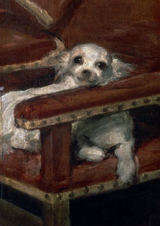 Diego Rodriguez de Silva y Velasquez, Infant Philipp Prosper / Ausschnitt: kleiner Hund (Geschichte,Infant,Kunst,Barock,Hund,Portrait,Habsburger,Thronfolger,Kind Und Tier,Spanische Kunst,Schosshund,Stuhl,Tier,Hündchen,Jungverstorbene,Ausschnitt)