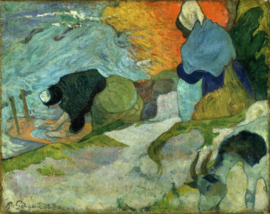 Paul Gauguin, Washerwomen of Arles  (Arbeiter,Frau,Mädchen,Museum,Waschfrau,Waschen,Wäscheplatz,Wäsche,Arbeiterfrau,Arbeiterin,Arbeitsmaid,Wäscherin,Waschküche)