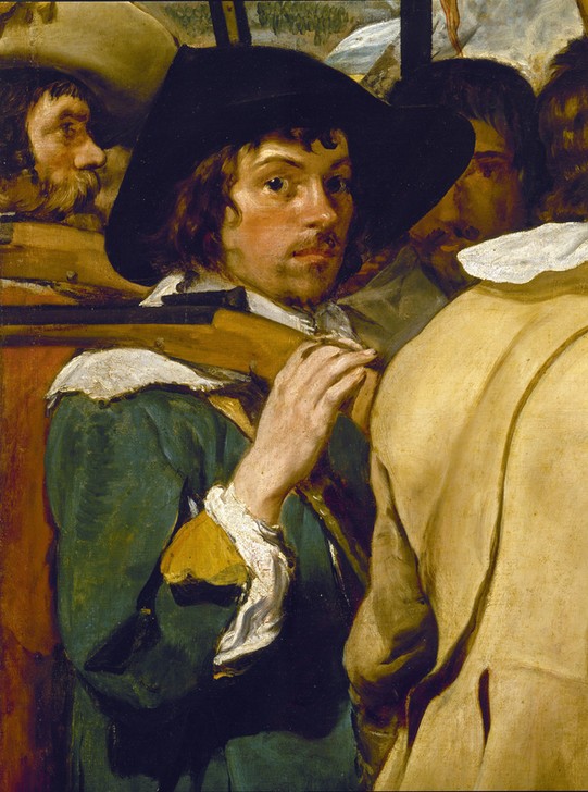 Diego Rodriguez de Silva y Velasquez, Die Übergabe von Breda (Geschichte,Krieg,Kunst,Mann,Militär,Soldat,Dreissigjähriger Krieg,Barock,Kapitulation,Schlüsselübergabe,Spanische Kunst,Historienmalerei,Stadtschlüssel,Übergabe,Unterwerfung,Spanisch-Niederländischer Krieg,Blick Aus Dem Bild,Ausschnitt,Truppe)
