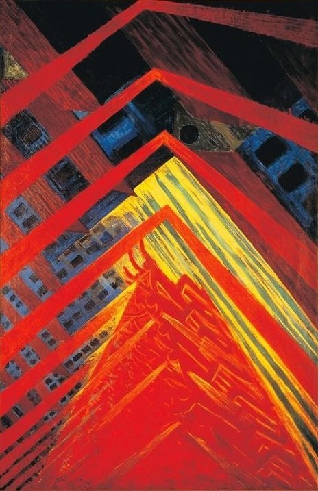 Luigi Russolo, The Revolt (Revolution (Allgemein),Futurismus,Blau,Rot,Gelb)