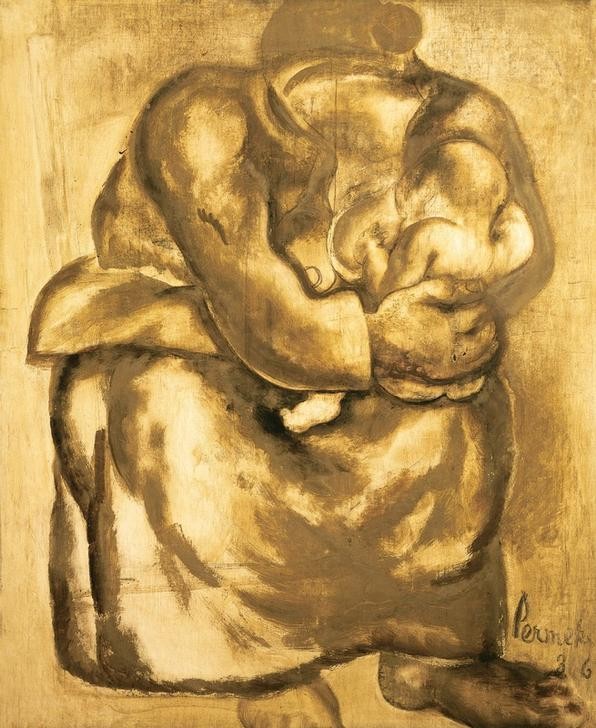 Constant Permeke, Unbekannt (Mutter, Kind, Baby, Halten, Umarmen, Mutterliebe, Schutz, Expressionismus, Wunschgröße,  Schlafzimmer, Wohnzimmer)
