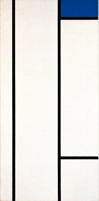 Piet Mondrian, Composition with Blue and White (Kunst,Muster,Blau,Schwarz,Nahaufnahme,Weiss (Farbe))
