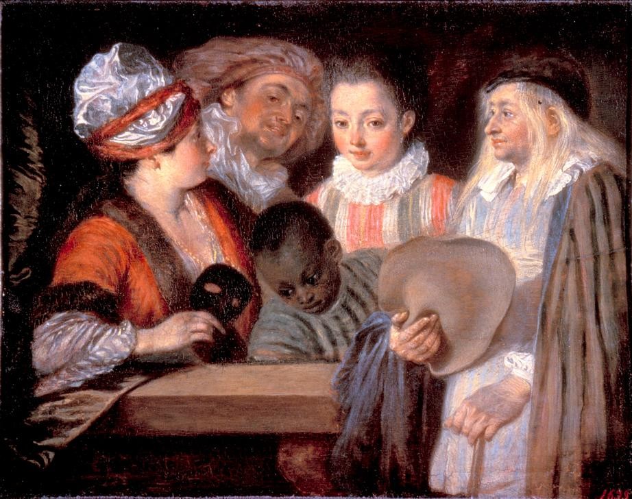 Jean-Antoine Watteau, Rückkehr vom Ball (Ball Menschen, Gesellschaft,  (Gesellschaft),Feste, Masken, Mode, Rokoko, Wohnzimmer,   Klassiker,  Wunschgröße)