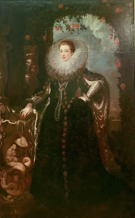 Peter Paul Rubens, Frauenbildnis (Damenmode,Flämische Kunst,Frau,Mode,Barock,Spitzen,Portrait,Adel,Niederländische Kunst,Spitzenkragen,Ganzfigurig,Radkragen)