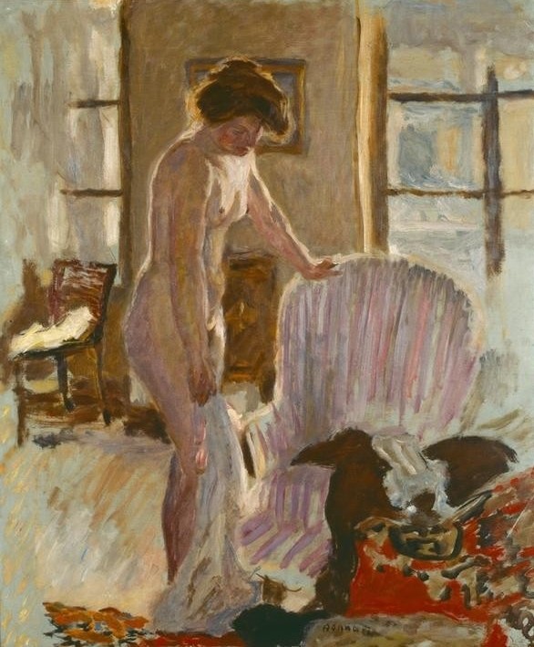 Pierre Bonnard, Nu dans un interieur (Aktmalerei, nackte Frau,Zimmer, Interieur, Mobilar, Post-Impressionismus,  Wohnzimmer, Wunschgröße, Klassische Moderne,)