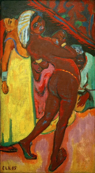 Ernst Ludwig Kirchner, Die Negertänzerin (Deutsche Kunst,Frau,Kunst,Mensch,Musik,Tänzerin,Tanz,Völkerkunde,Akt,Expressionismus,Schwarze,Die Brücke,Nacktheit,Exotik,Junge Frau,Trance,Nackttanz,Land Und Leute)