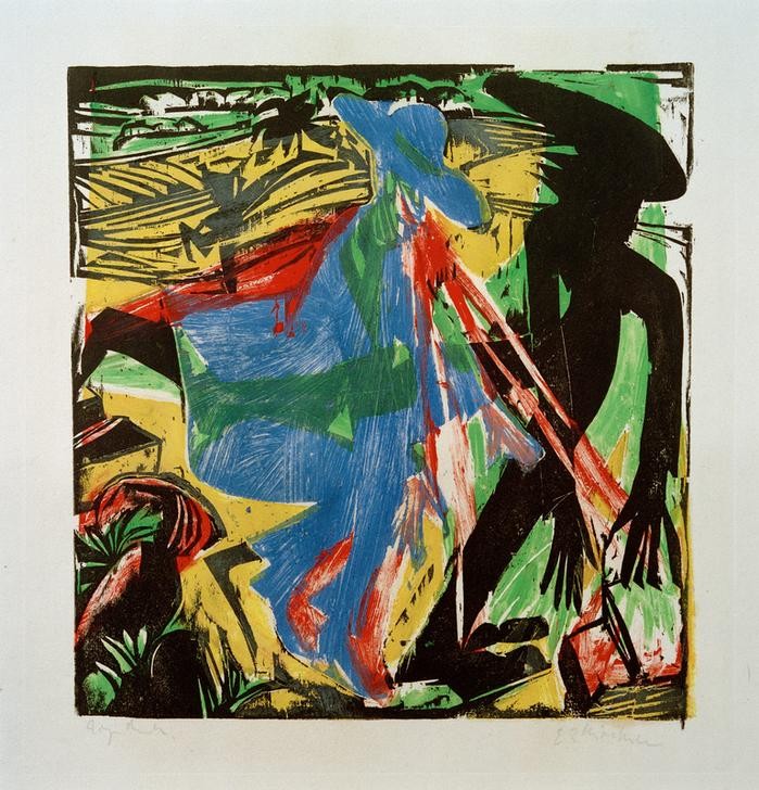 Ernst Ludwig Kirchner, Schlemihls Begegnung mit dem Schatten (Deutsche Kunst,Kunst,Literatur,Schatten,Expressionismus,Die Brücke,Person)