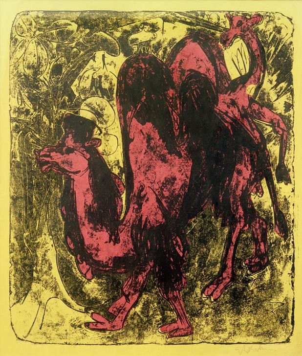 Ernst Ludwig Kirchner, Kamel und Dromedar (Deutsche Kunst,Kamel,Kunst,Zoologie,Expressionismus,Die Brücke,Dromedar,Tier)