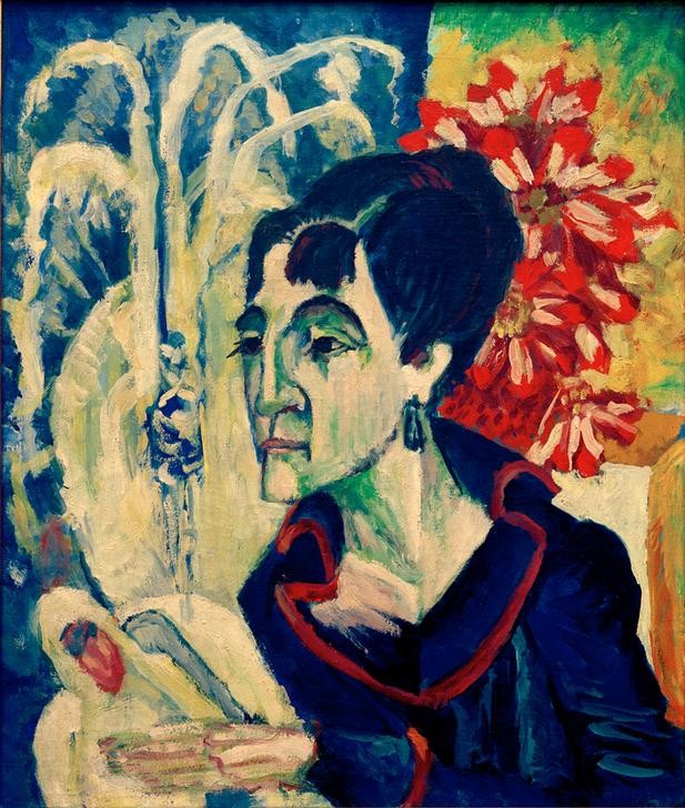 Ernst Ludwig Kirchner, Kopf Erna (Deutsche Kunst,Frau,Kunst,Ehefrau Von Berühmten,Portrait,Expressionismus,Künstlerfrau,Die Brücke,Kopf,Halbprofil,Person)