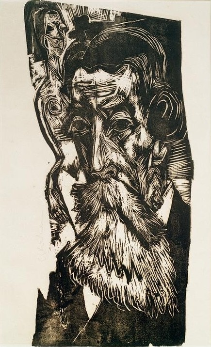 Ernst Ludwig Kirchner, Kopf Ludwig Schames (Deutsche Kunst,Frau,Kunsthändler,Kunsthandel,Kunst,Mann,Mensch,Alter,Bart,Akt,Portrait,Expressionismus,Die Brücke,Vollbart,Jude,Kopf,Alter Mann,Blick Aus Dem Bild,Halbprofil,Skulptur Im Bild)
