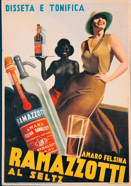 Gino Boccasile, Unbekannt (Plakat, Werbung, Getränk, Alkohol, Ramazzotti, Italien, Frauen, Durstlöscher, Nostalgie, Esszimmer, Bar, Wunschgröße)