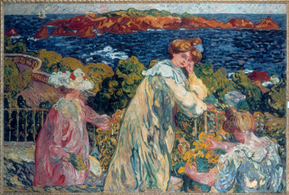 Louis Valtat, Femmes au balcon (BALKON, FRAU, KÜSTE, FREIZEIT, SEEBAD, IMPRESSIONISMUS, SOMMERURLAUB, FRANZÖSISCHE KUNST, FRAUENLEBEN)