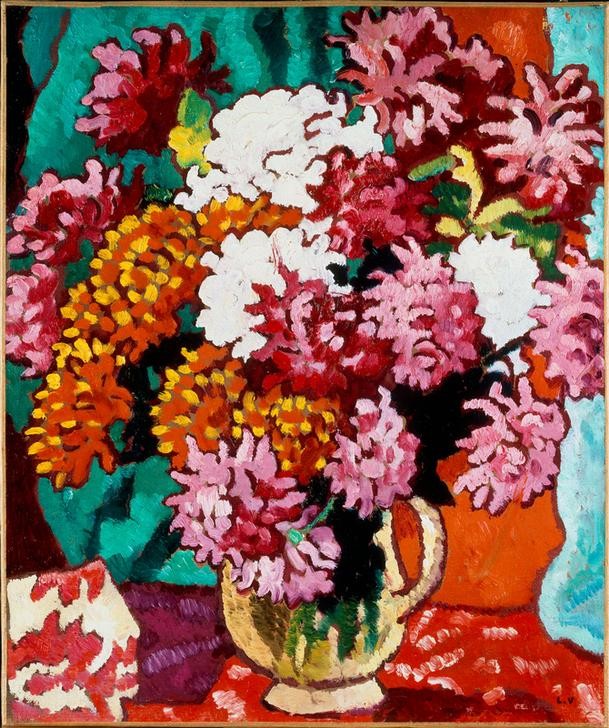 Louis Valtat, Dahlias (KUNST, IMPRESSIONISMUS, STILLLEBEN, BLUMENSTRAUSS, VASE, FRANZÖSISCHE KUNST, DAHLIE, BLUME)