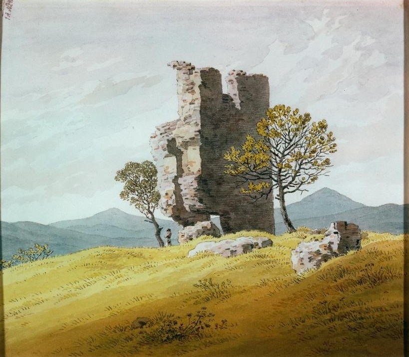 Caspar David Friedrich, Turmruine (Deutsche Kunst,Geographie,Landschaft,Ruine,Romantik,Topographie,Schlossruine)